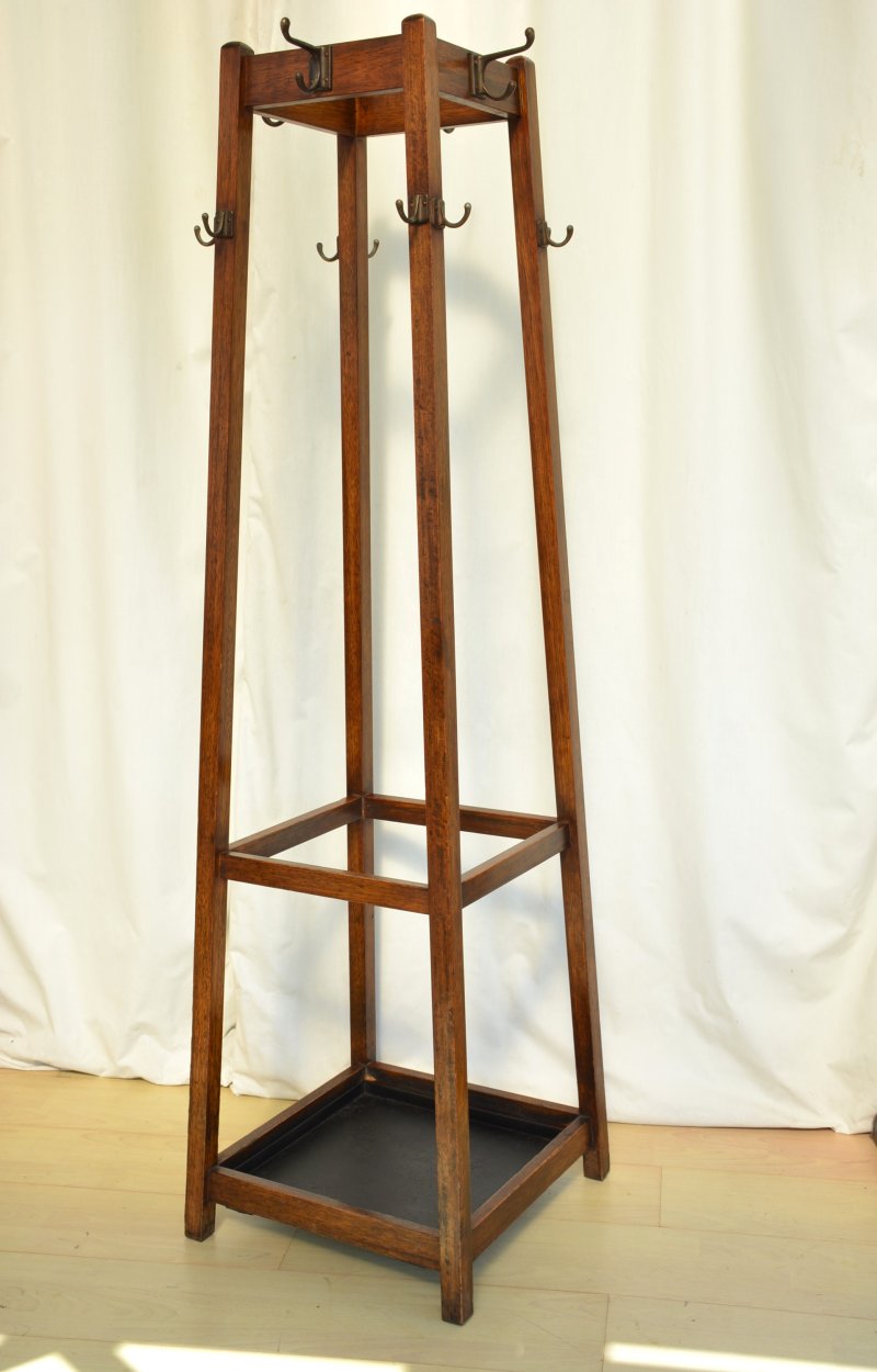 Antique English Arts and Crafts Hall Stand Coat Stand Rack - Image 3